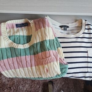 Polo by Ralph Lauren Women's Striped Sweaters - Pink, Green, Cream And Navy